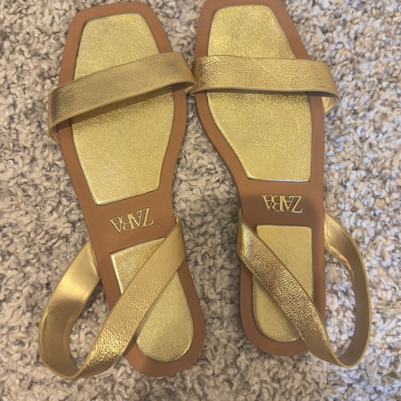 Zara Metallic Gold Sandals - Picture 1 of 2